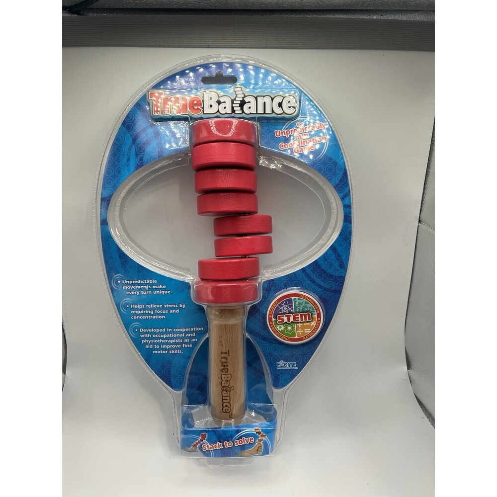 TrueBalance Coordination Game STEM Magnetic Wooden Toy Red Natural Wood Magnets